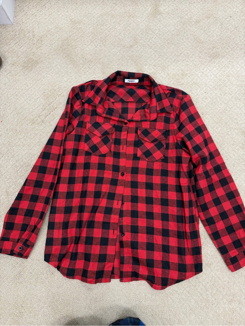 Unbranded women’s Red & Black Buffalo Plaid Button-Up Shirt